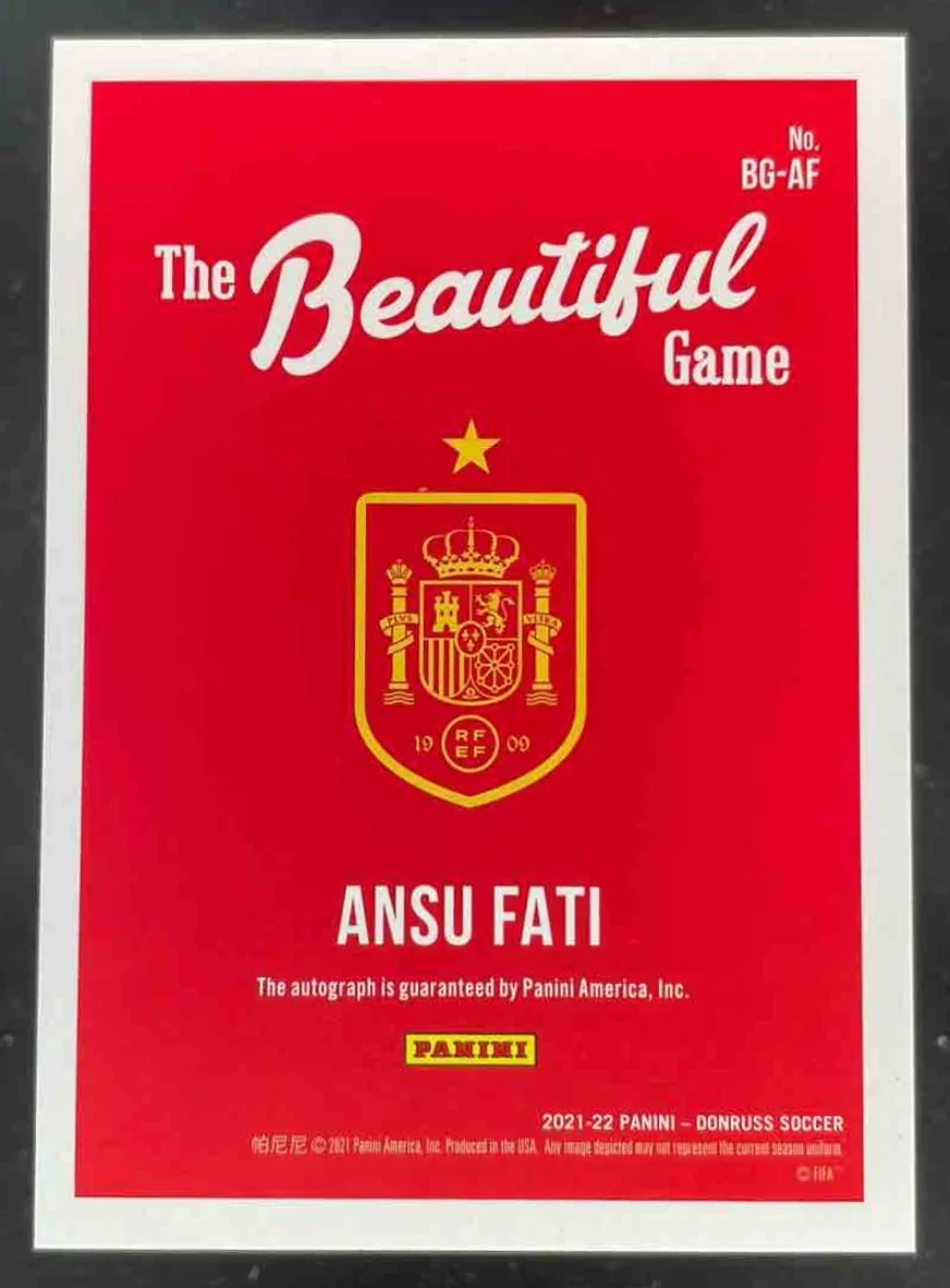 2021 Panini Donruss Beautiful Game Autographs #BG-AF Ansu Fati Auto - Image 2