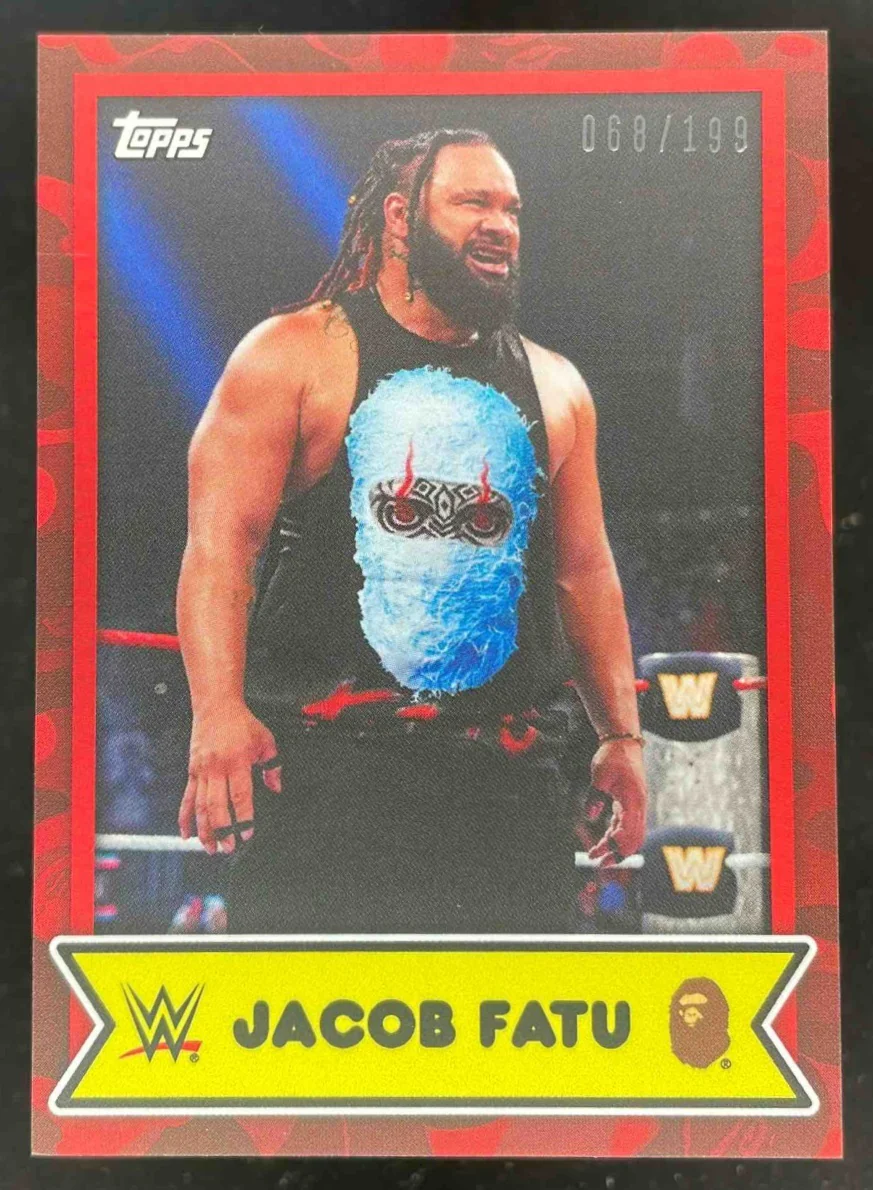 2025 Topps WWE x Bape Red Camo #29 Jacob Fatu /199