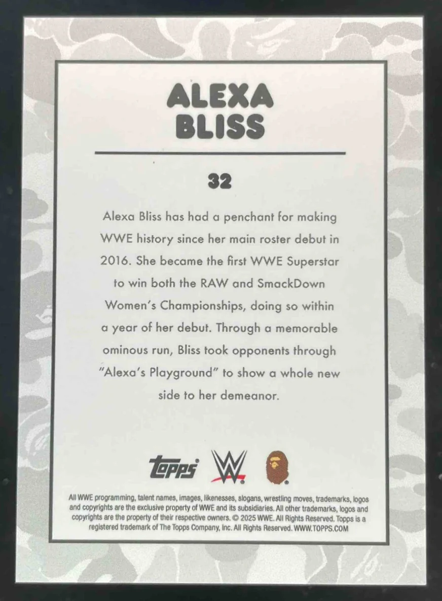 2025 Topps WWE x Bape Red Camo #32 Alexa Bliss /199 - Image 2