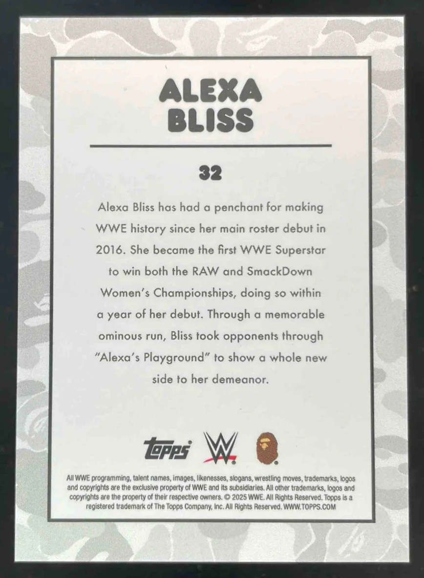 2025 Topps WWE x Bape Camo #32 Alexa Bliss - Image 2