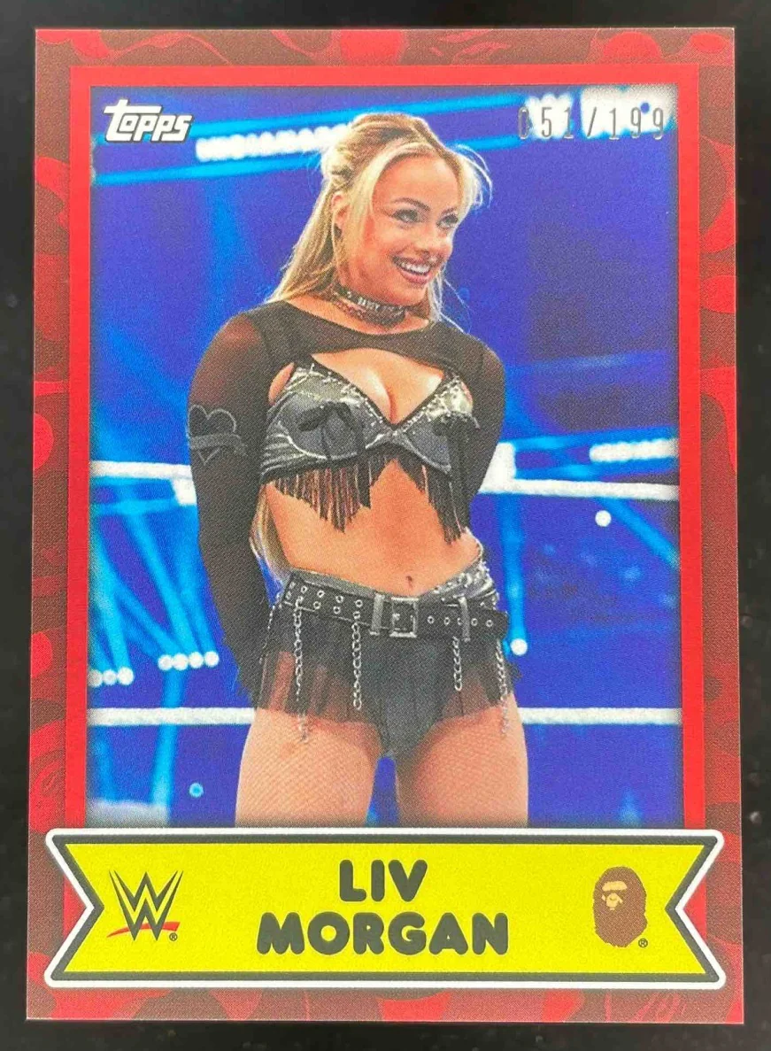 2025 Topps WWE x Bape Red Camo #28 Liv Morgan /199