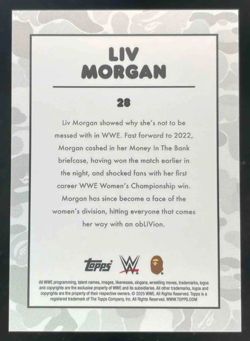 2025 Topps WWE x Bape Red Camo #28 Liv Morgan /199 - Image 2