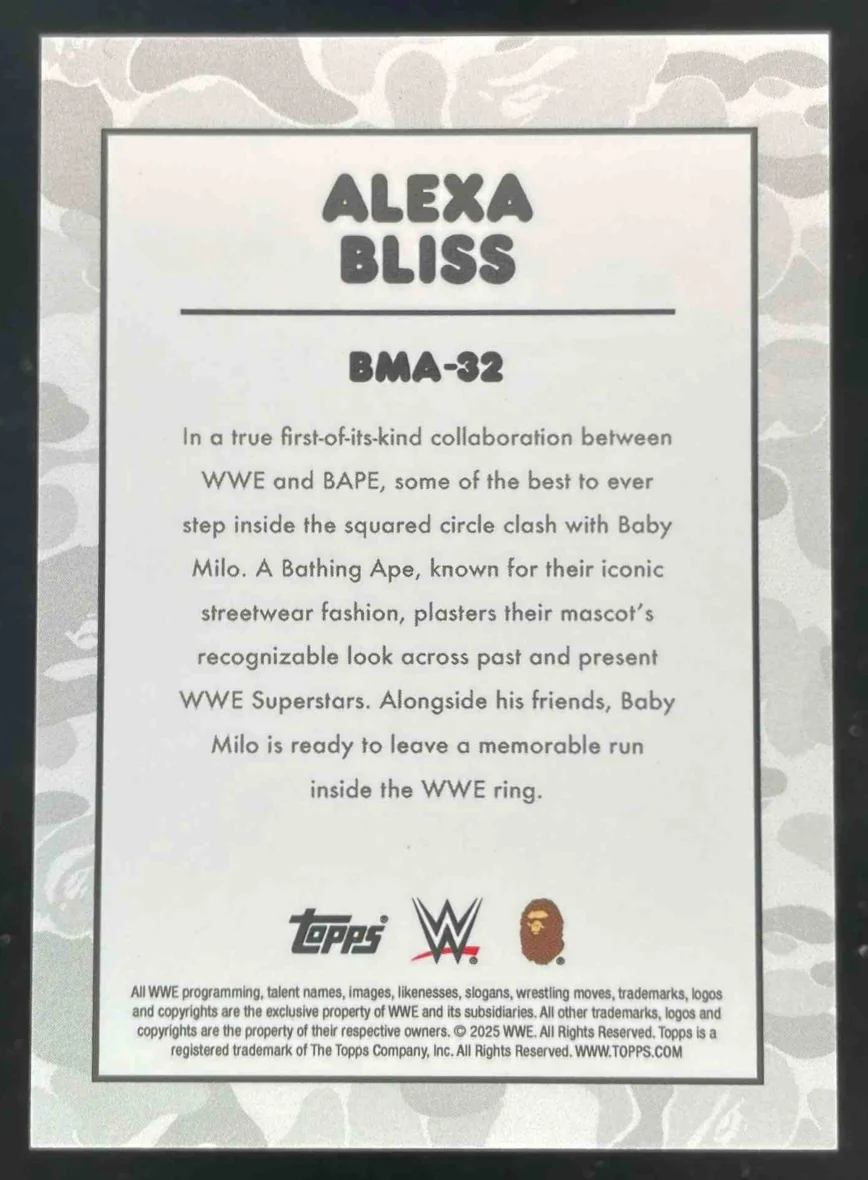 2025 Topps WWE x Bape Baby Milo Camo #32 Alexa Bliss - Image 2