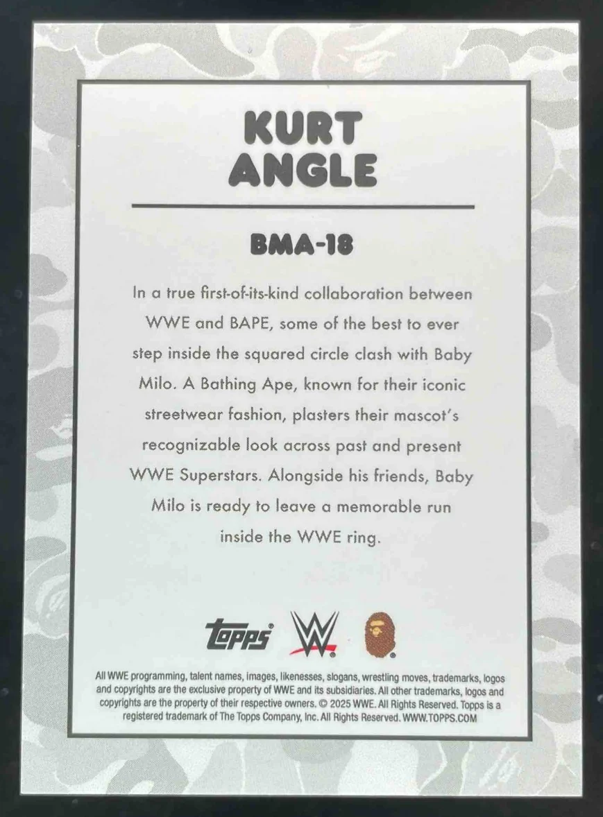 2025 Topps WWE x Bape Baby Milo Purple Camo #18 Kurt Angle /75 - Image 2