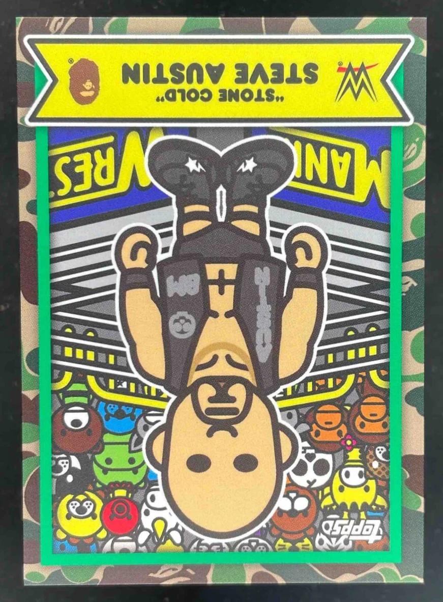 2025 Topps WWE x Bape Baby Milo Black Camo #6 "Stone Cold" Steve Austin