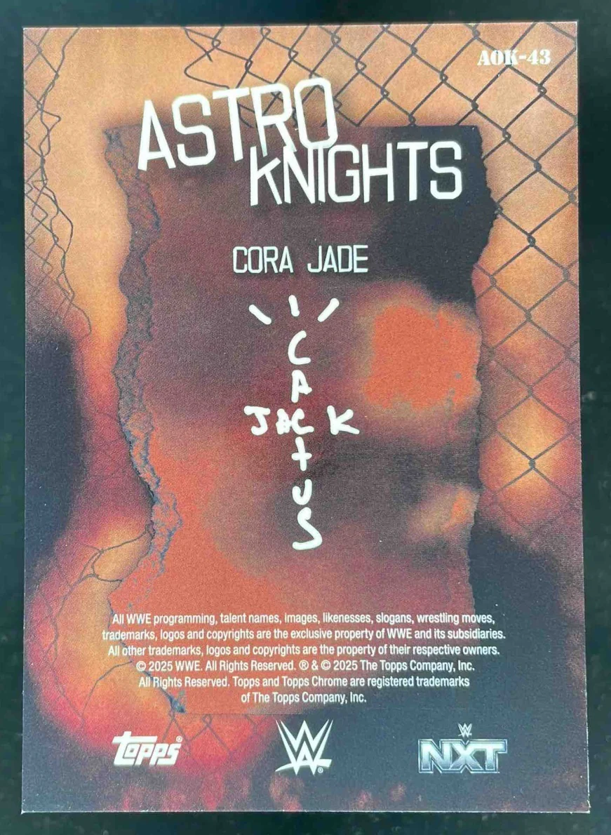 2025 Topps Chrome WWE x Cactus Jack Astroknights Orange #AOK-43 Cora Jade /25 - Image 2