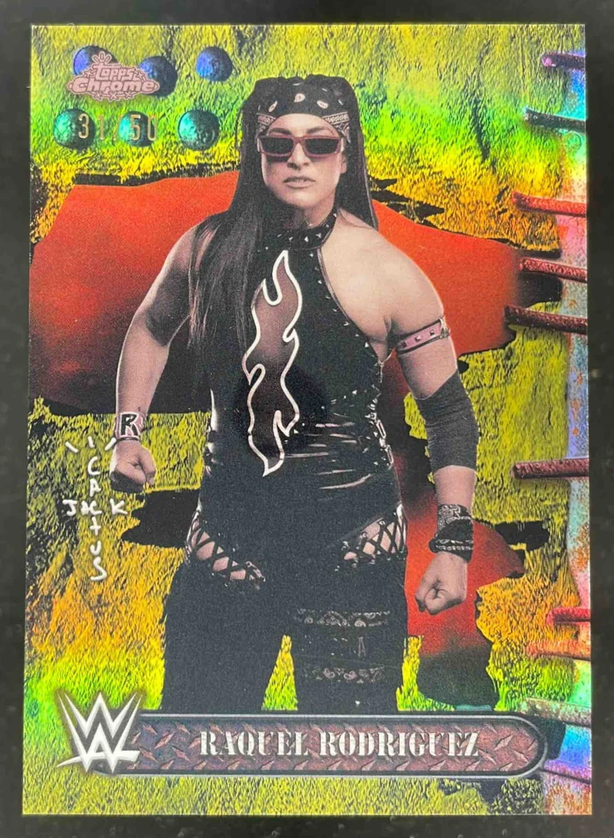 2025 Topps Chrome WWE x Cactus Jack Gold Refractor #49 Raquel Rodriguez /50