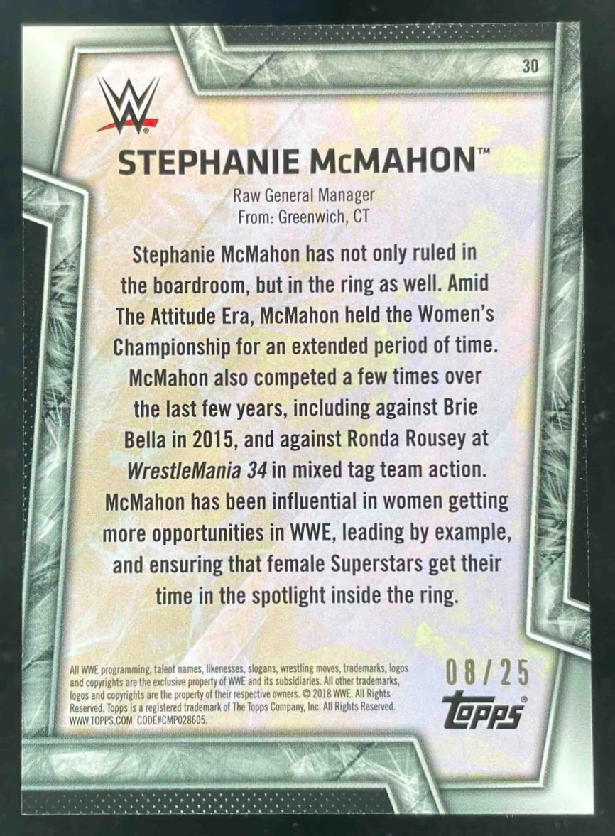2018 Topps WWE Women's Division Blue #30 Stephanie McMahon /25 - Image 2