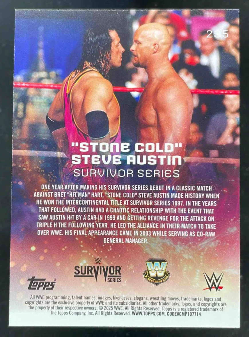 2025 Topps WWE Red White & Blue Stars Stone Cold Steve Austin Event Variation - Image 2