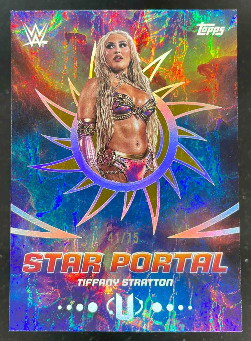 2025 Topps Universe WWE Star Portal Gold Stone #SPO-23 Tiffany Stratton /75