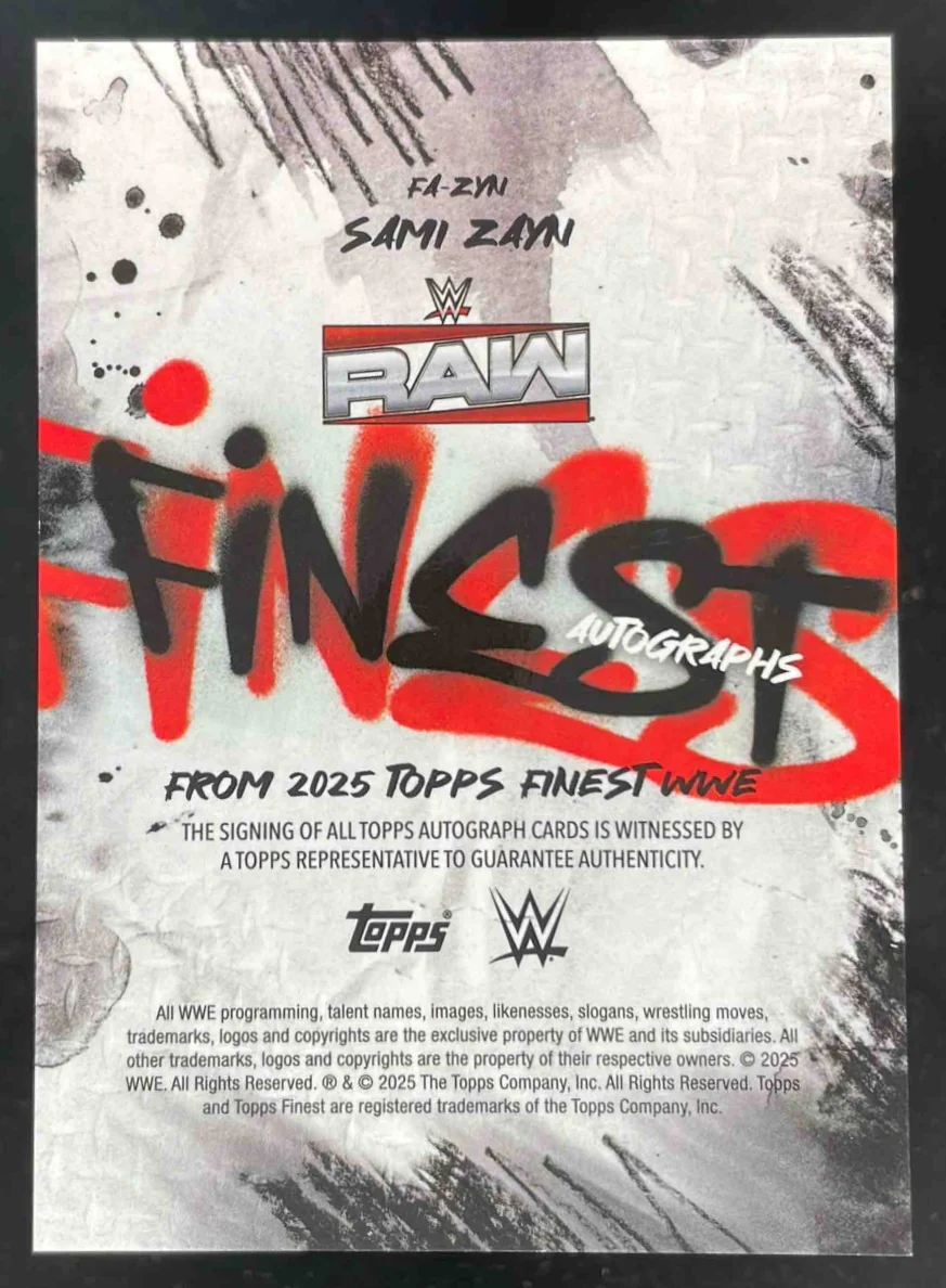 2025 Topps Finest WWE Finest Gold #FA-ZYN Sami Zayn Auto /50 - Image 2