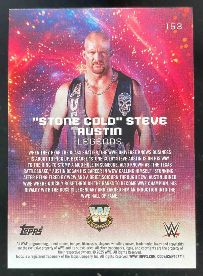 2025 Topps Universe WWE Gold Stone #153 "Stone Cold" Steve Austin /99 - Image 2
