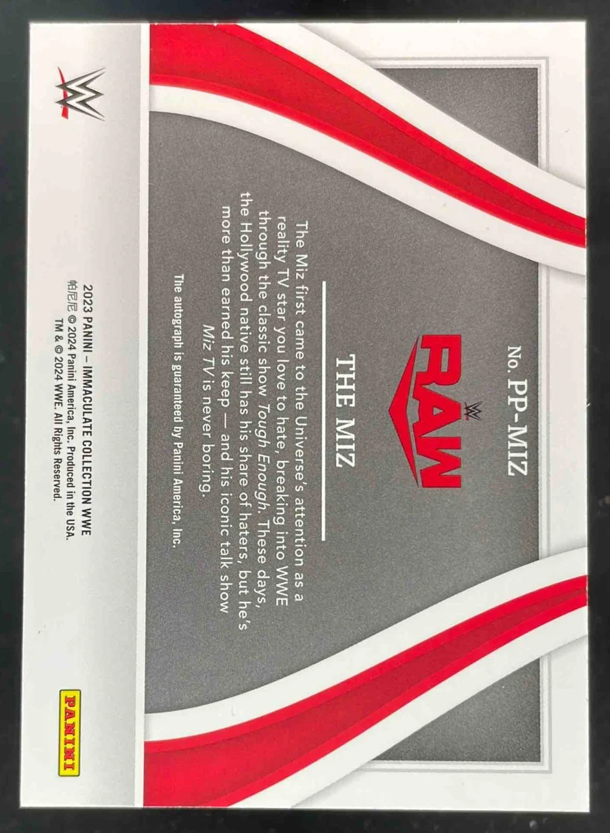 2023 Panini Immaculate Collection Past and Present Red #PP-MIZ The Miz Auto /25 - Image 2