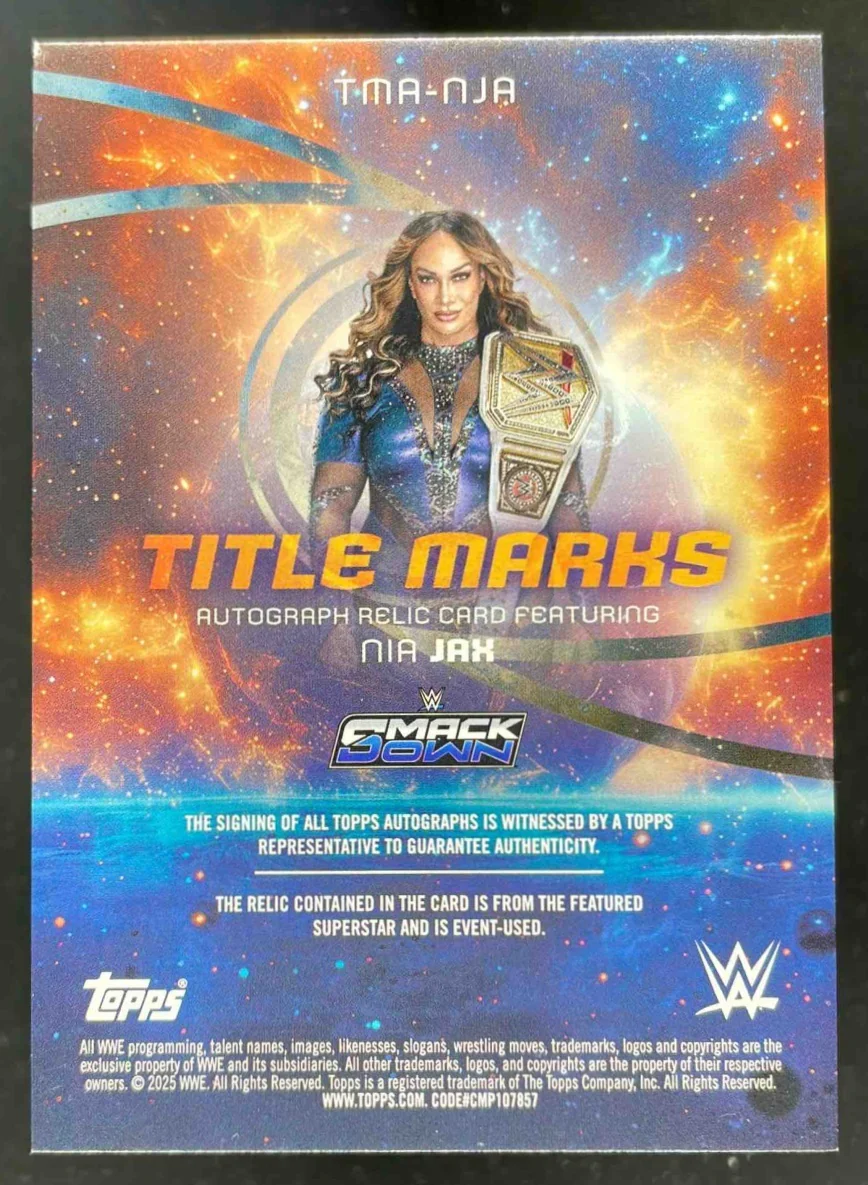 2025 Topps Universe WWE Title Marks Relic Autographs #TMA-NJA Nia Jax Auto /99 - Image 2