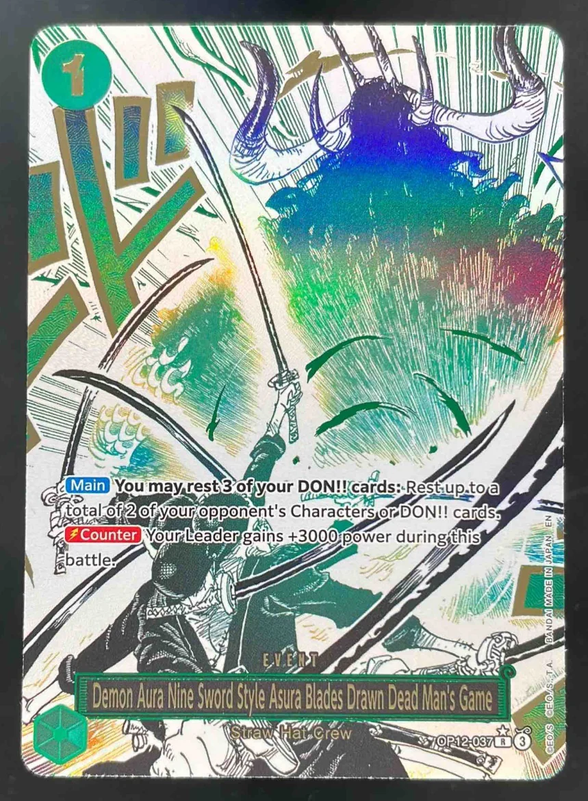 2025 One Piece Alternate Art Nine Sword Style Asura Blades Drawn Dead Man's Game