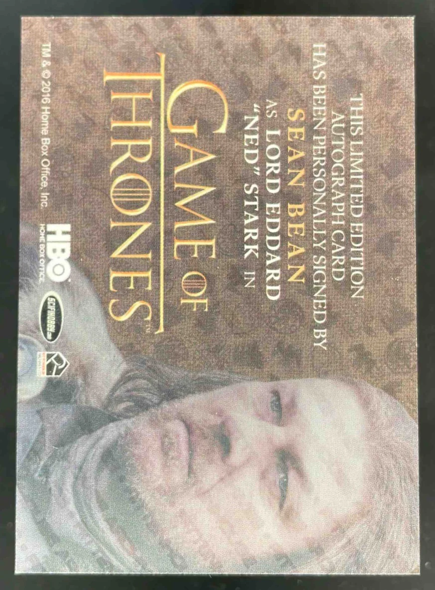 2016 Game of Thrones Autograph Sean Bean as Lord Eddard Ned Stark Auto - Image 2