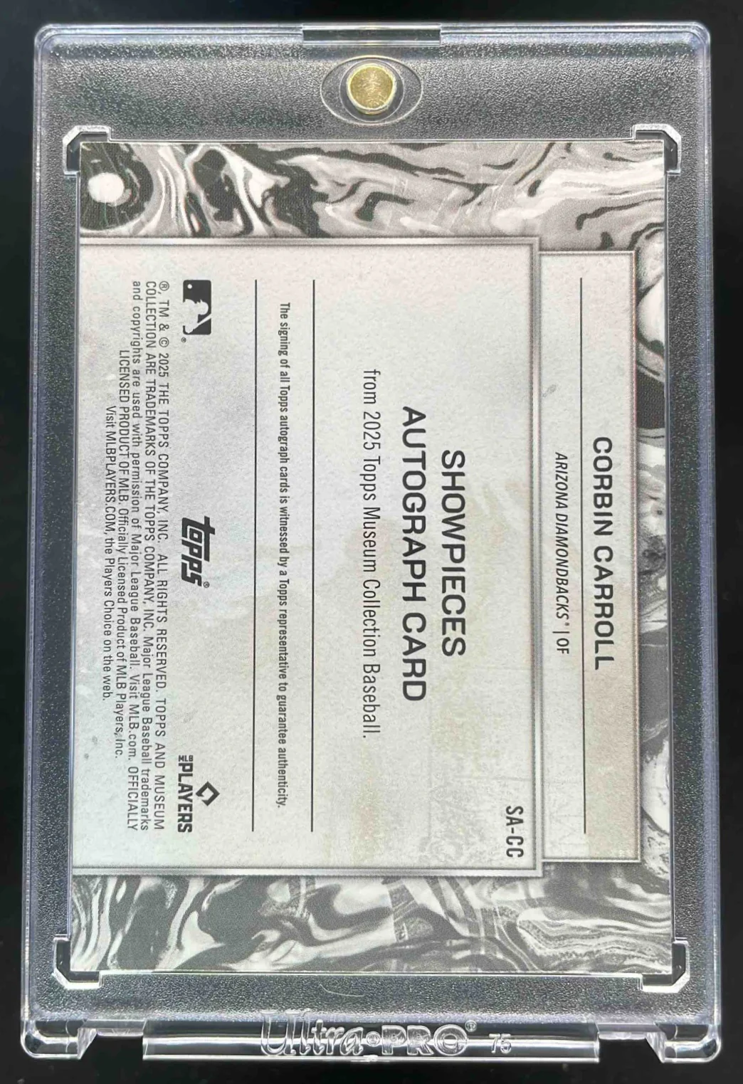 2025 Topps Museum Collection Showpieces Ruby #SA-CC Corbin Carroll Auto /5 - Image 2