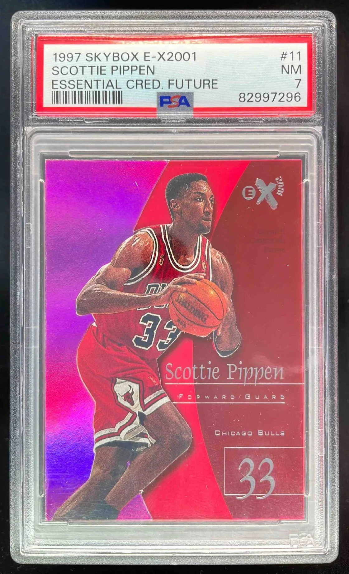 1997-98 Skybox E-X2001 Essential Credentials Future #11 Scottie Pippen /70 PSA 7