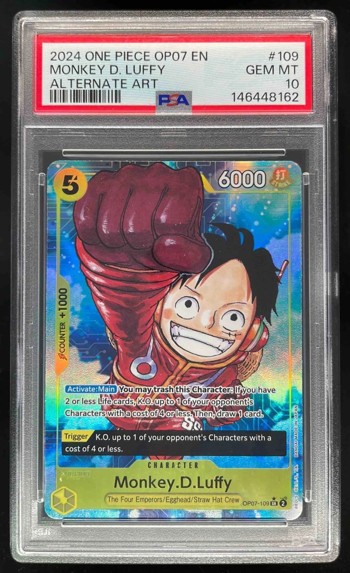 2024 One Piece OP07 EN #109 Monkey D Luffy Alternate Art PSA 10