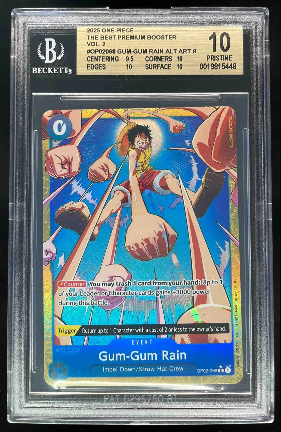2025 One Piece The Best Premium Boosters Vol 2 Gum Gum Rain Alt Art BSG 10