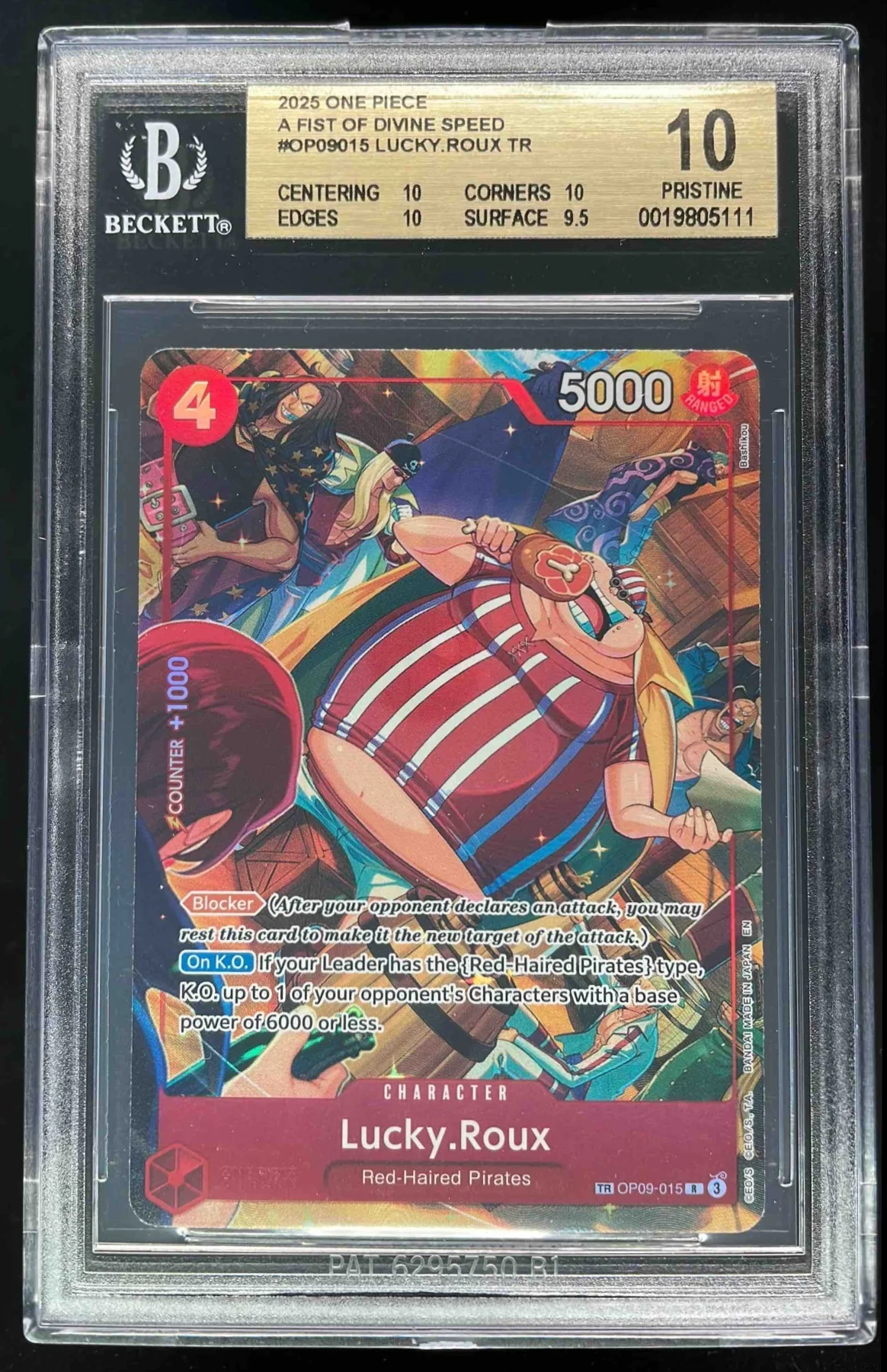 2025 One Piece A Fist of Divine Speed #OP09015 Lucky Roux TR BGS 10