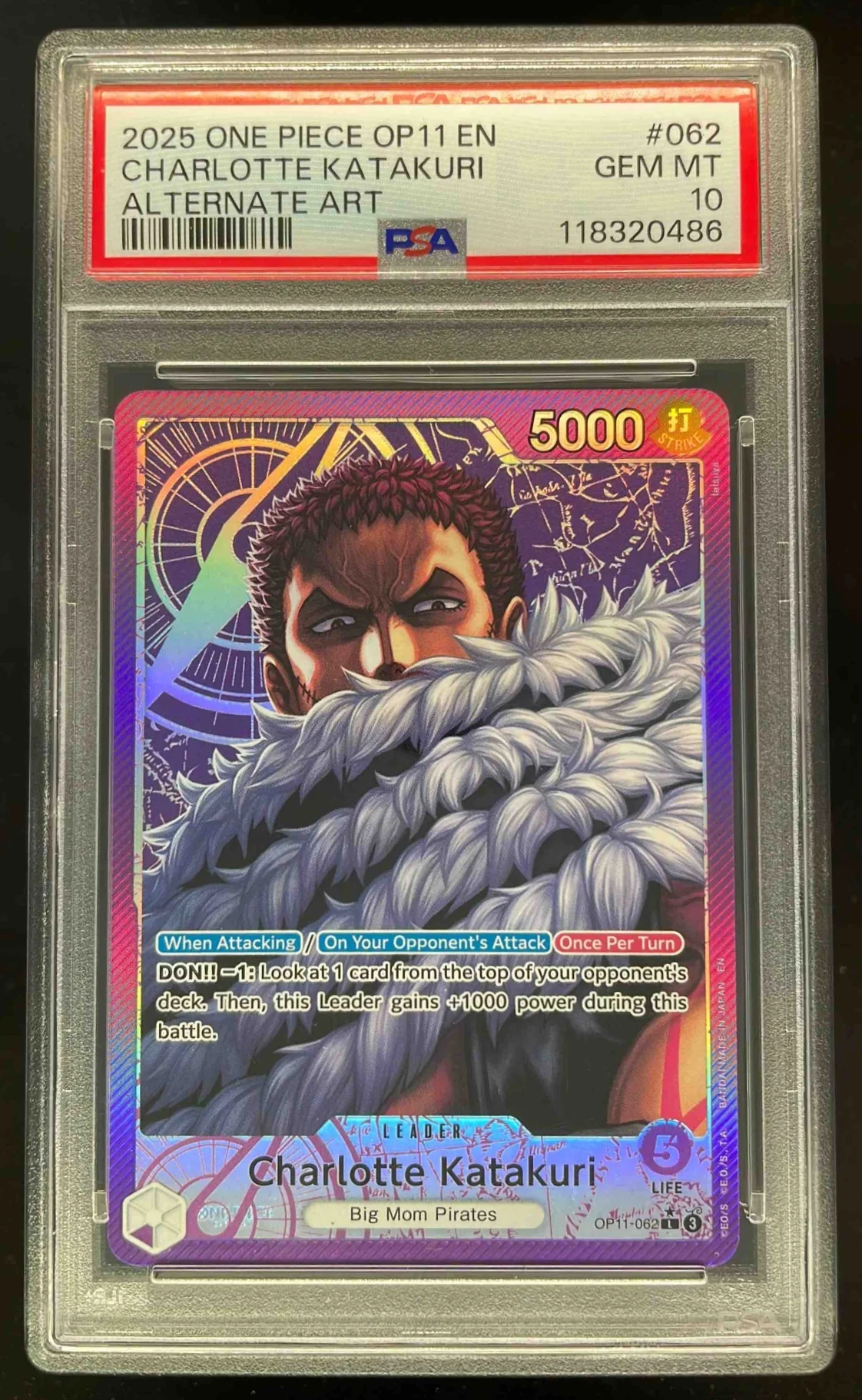 2025 One Piece OP11 EN #062 Charlotte Katakuri Alternate Art PSA 10