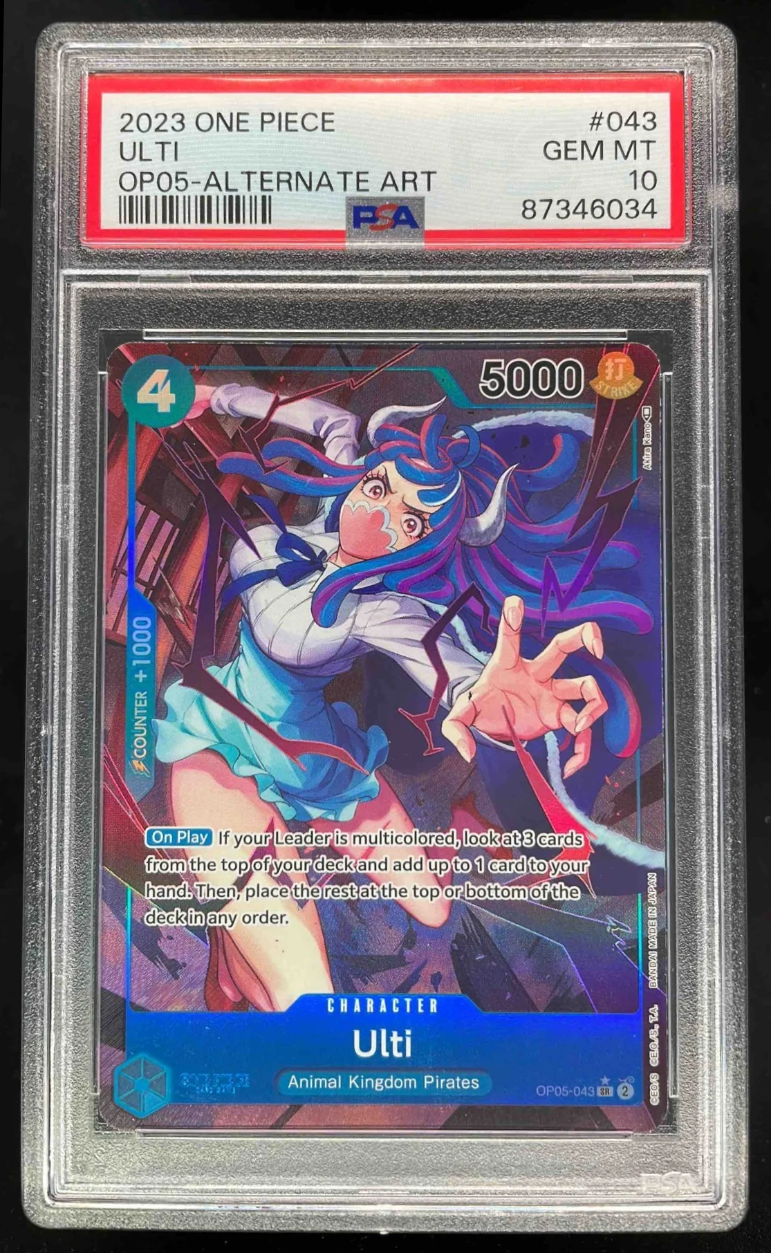 2023 One Piece OP05 #043 Ulti Alternate Art PSA 10