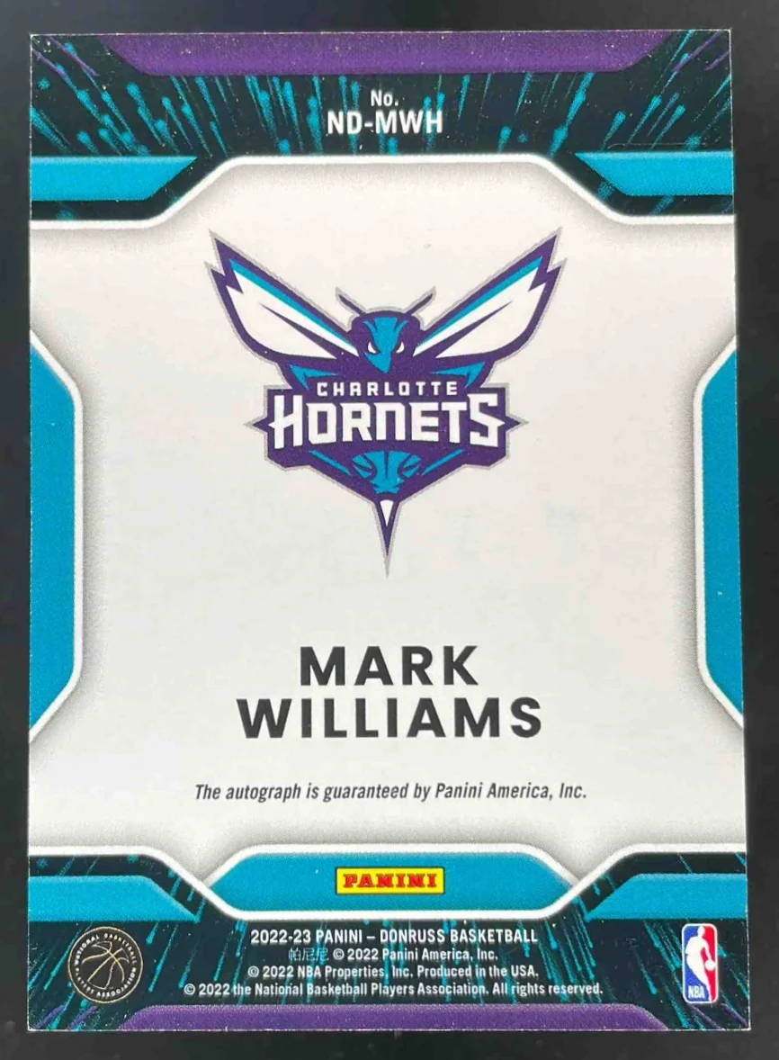 2022-23 Panini Donruss Next Day Autographs #ND-MWH Mark Williams RC Auto - Image 2