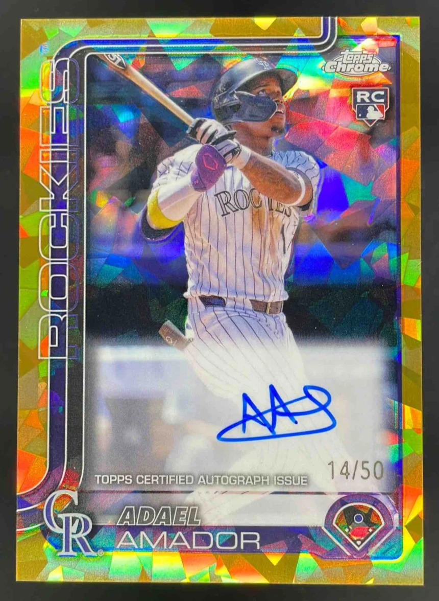 2025 Topps Chrome Sapphire Rookie Gold Refractor #RA-AA Adael Amador RC Auto /50