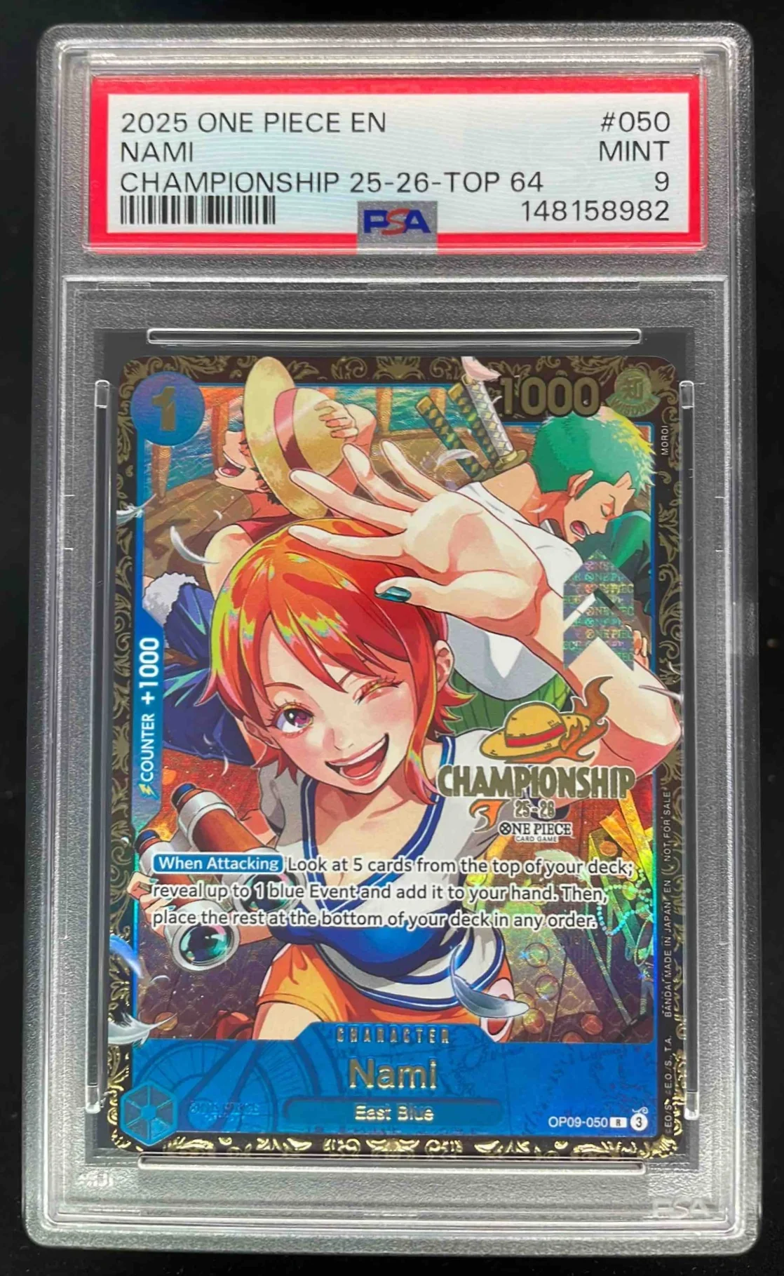 2025 One Piece Championship 25-26 Top 64 #050 Nami PSA 9
