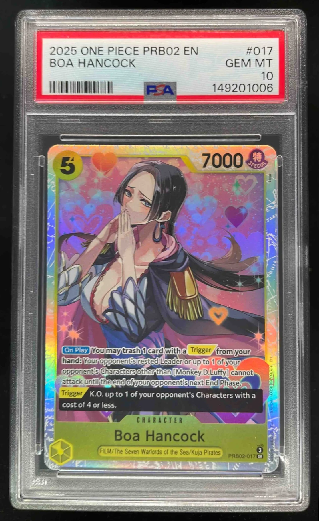 2025 One Piece PRB02 EN #017 BOA Hancock Alternate Art PSA 10