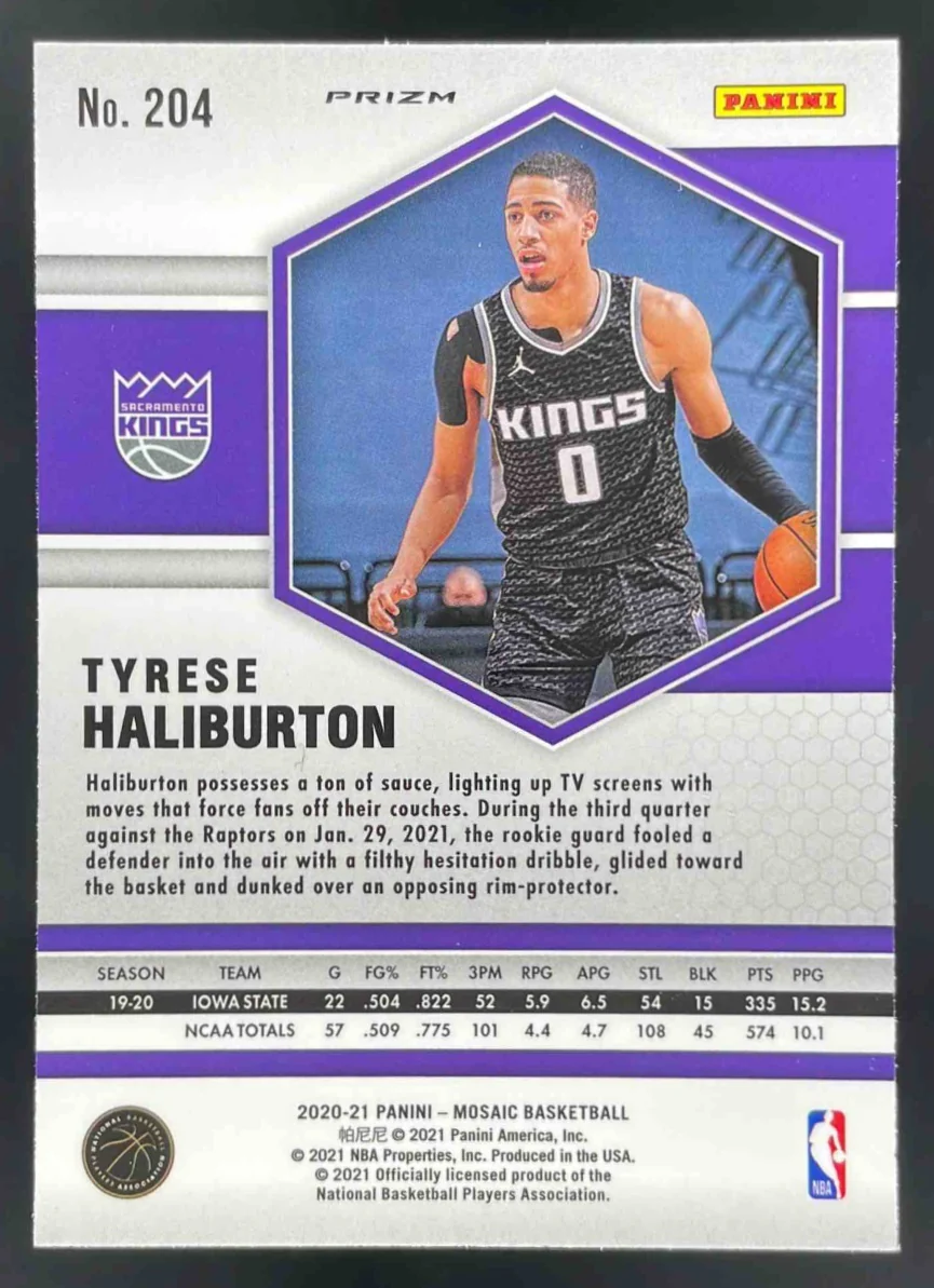 2020-21 Panini Mosaic Fast Break Silver #204 Tyrese Haliburton RC - Image 2