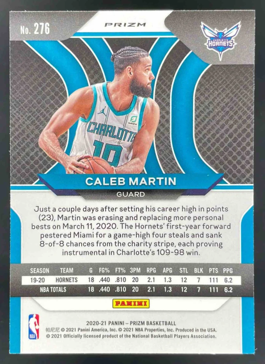 2020-21 Panini Prizm Choice Tiger Stripe Prizms #276 Caleb Martin RC - Image 2