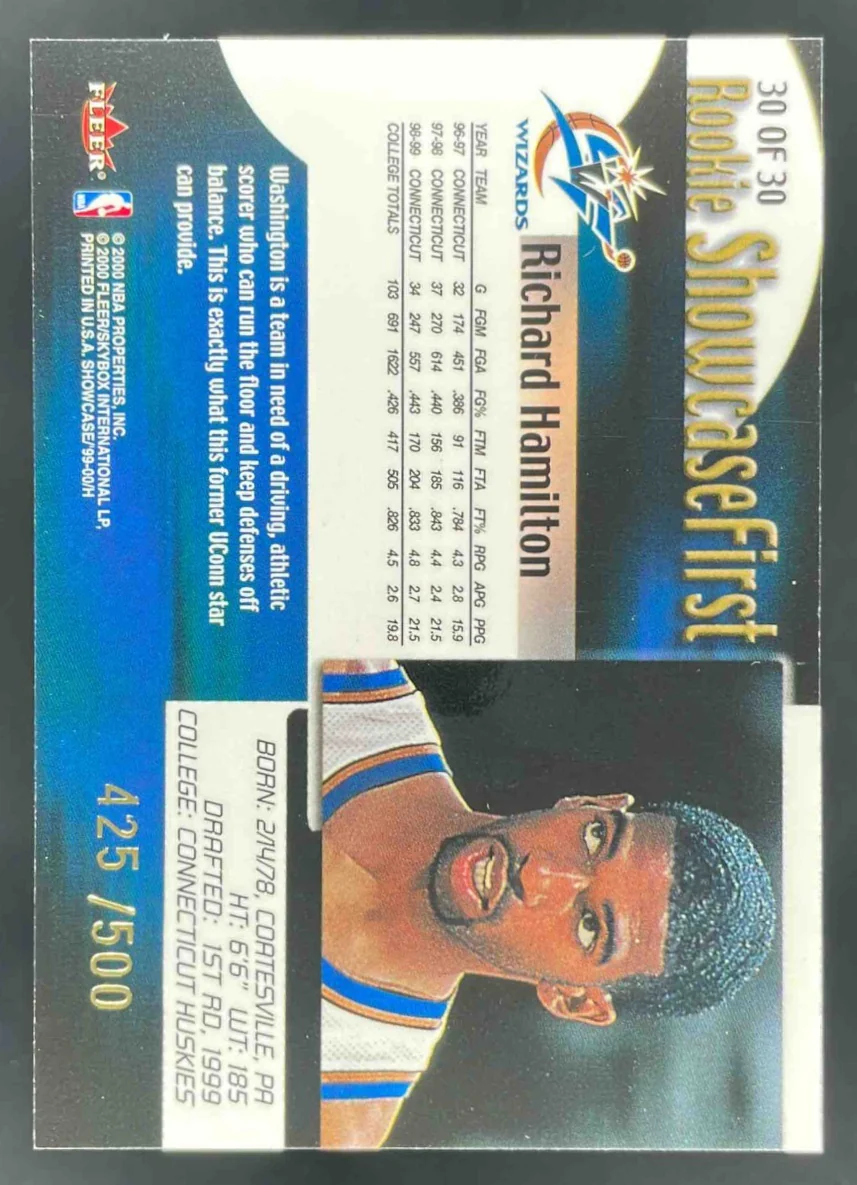 1999-00 Fleer Flair Showcase Rookie Showcase #30 Richard Hamilton RC /500 - Image 2