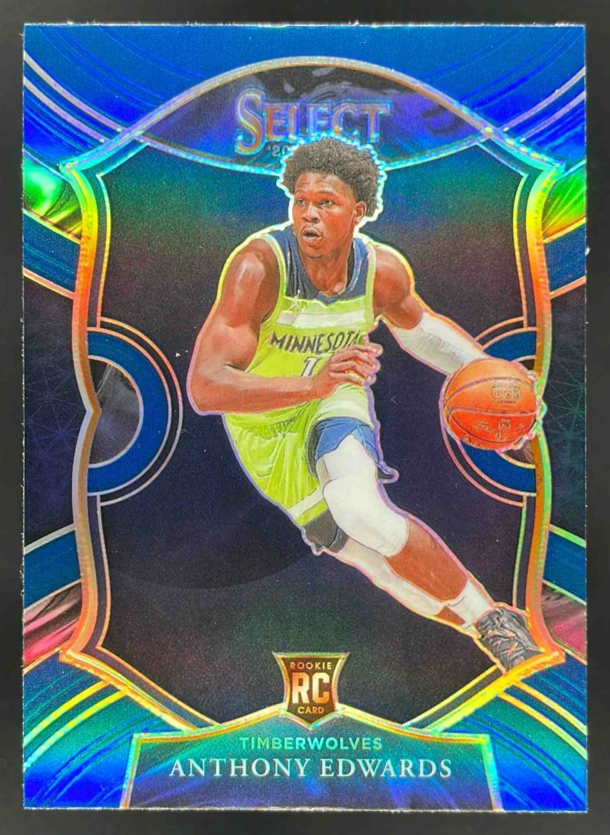 2020-21 Panini Select Blue Prizms #61 Anthony Edwards RC Concourse