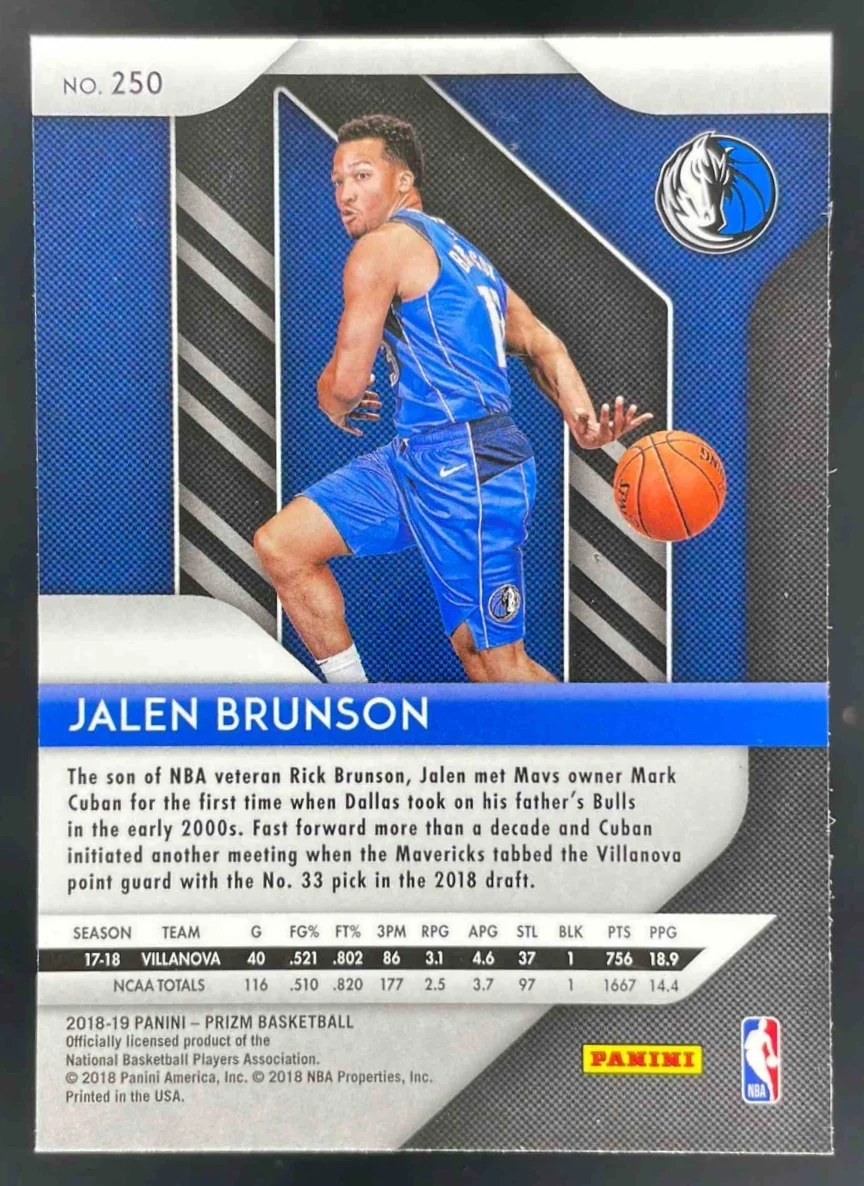 2018-19 Panini Prizm #250 Jalen Brunson RC - Image 2