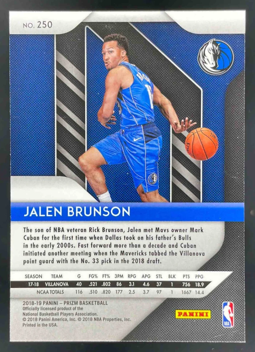 2018-19 Panini Prizm #250 Jalen Brunson RC - Image 2