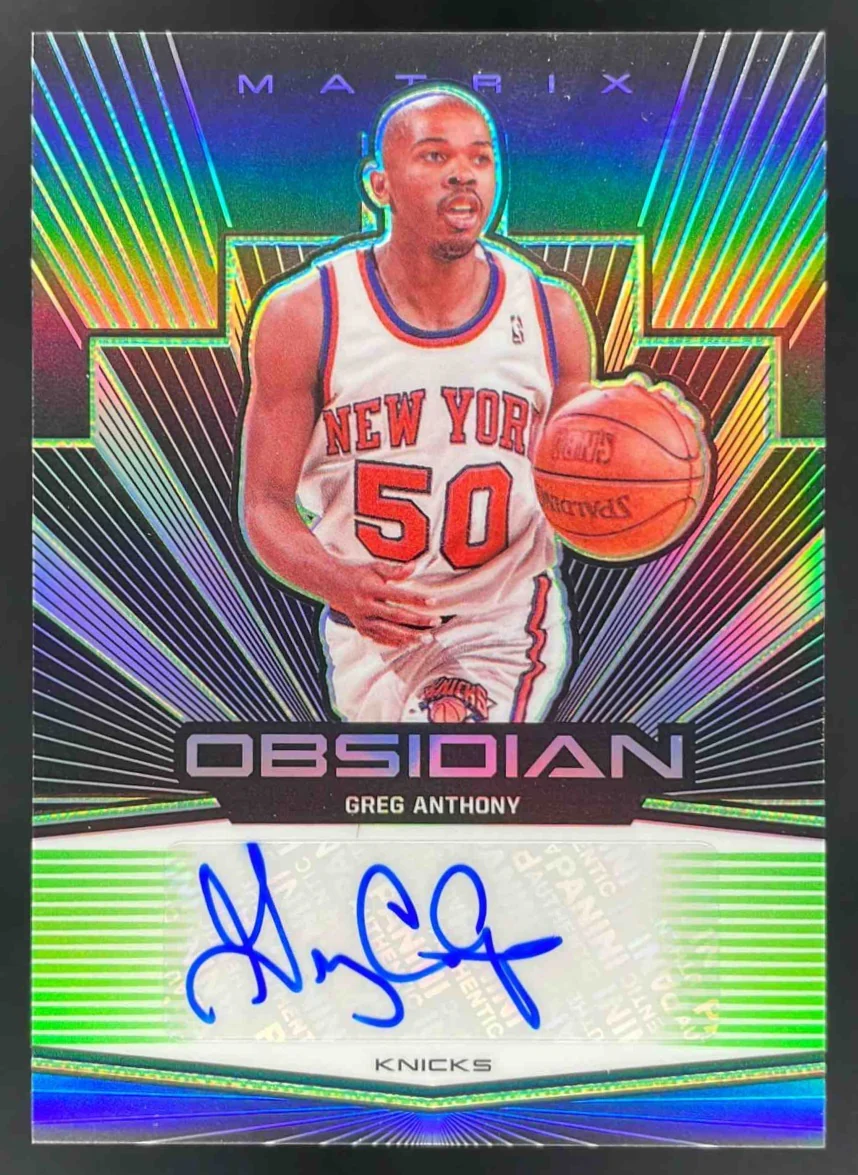2019-20 Panini Obsidian Matrix Electric Etch Green #MA-GAN Greg Anthony Auto /25