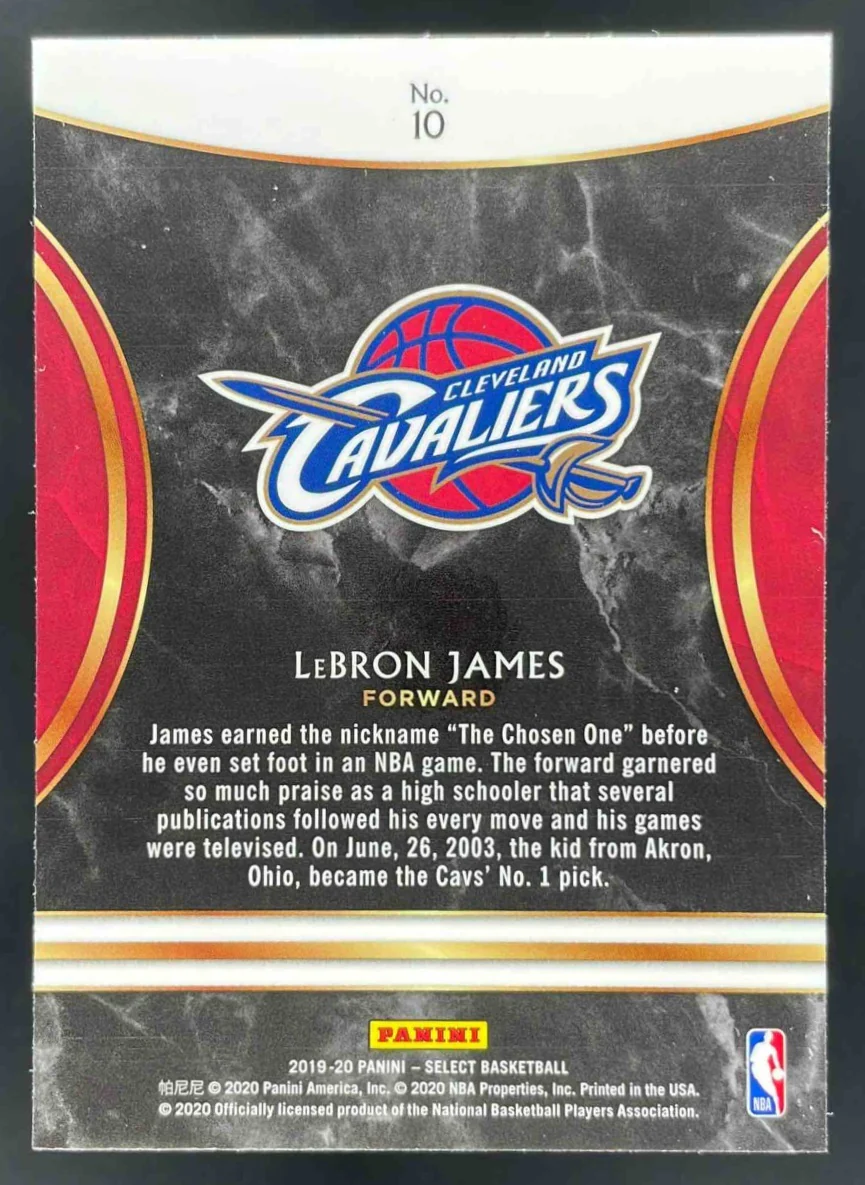 2019-20 Panini Select Top Selections #10 LeBron James - Image 2