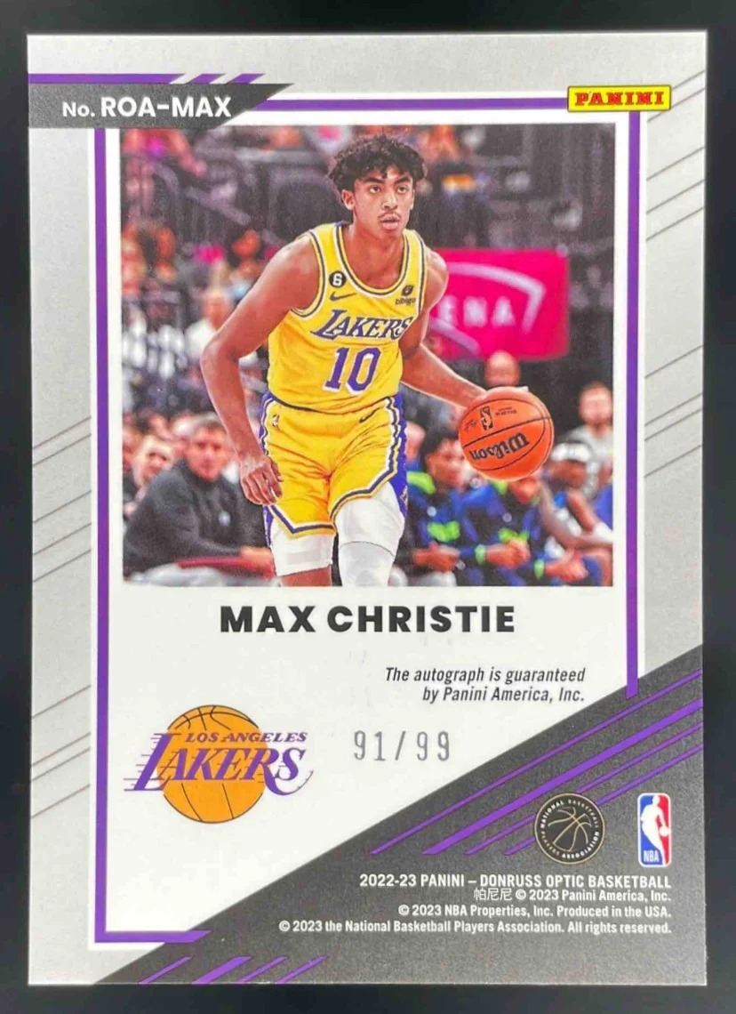 2022-23 Panini Donruss Optic Rookie Optics #ROA-MAX Max Christie RC Auto /99 - Image 2