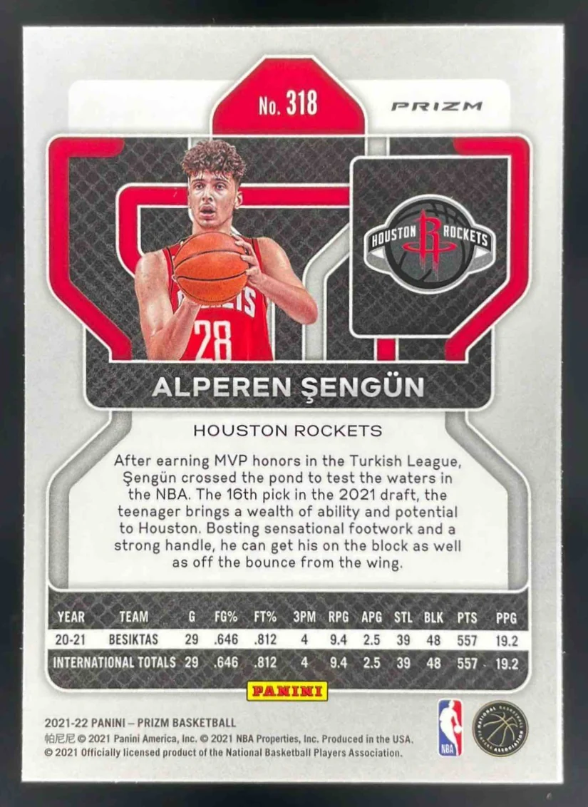 2021-22 Panini Prizm Hyper Prizm #318 Alperen Sengun RC - Image 2