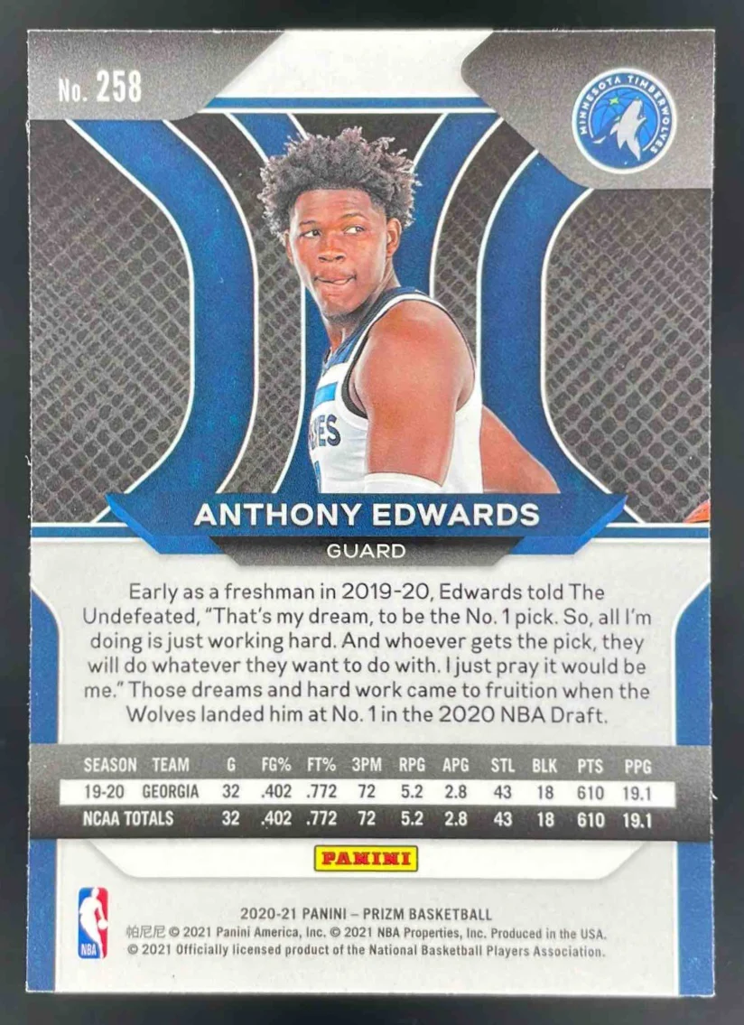 2020-21 Panini Prizm #258 Anthony Edwards RC - Image 2