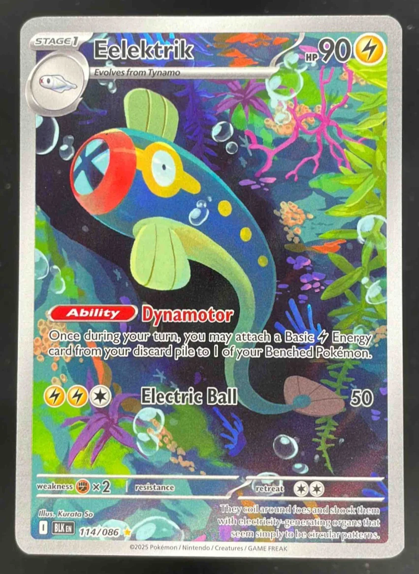 2025 Pokemon Black Bolt #114/086 Eelektrik Illustration Rare
