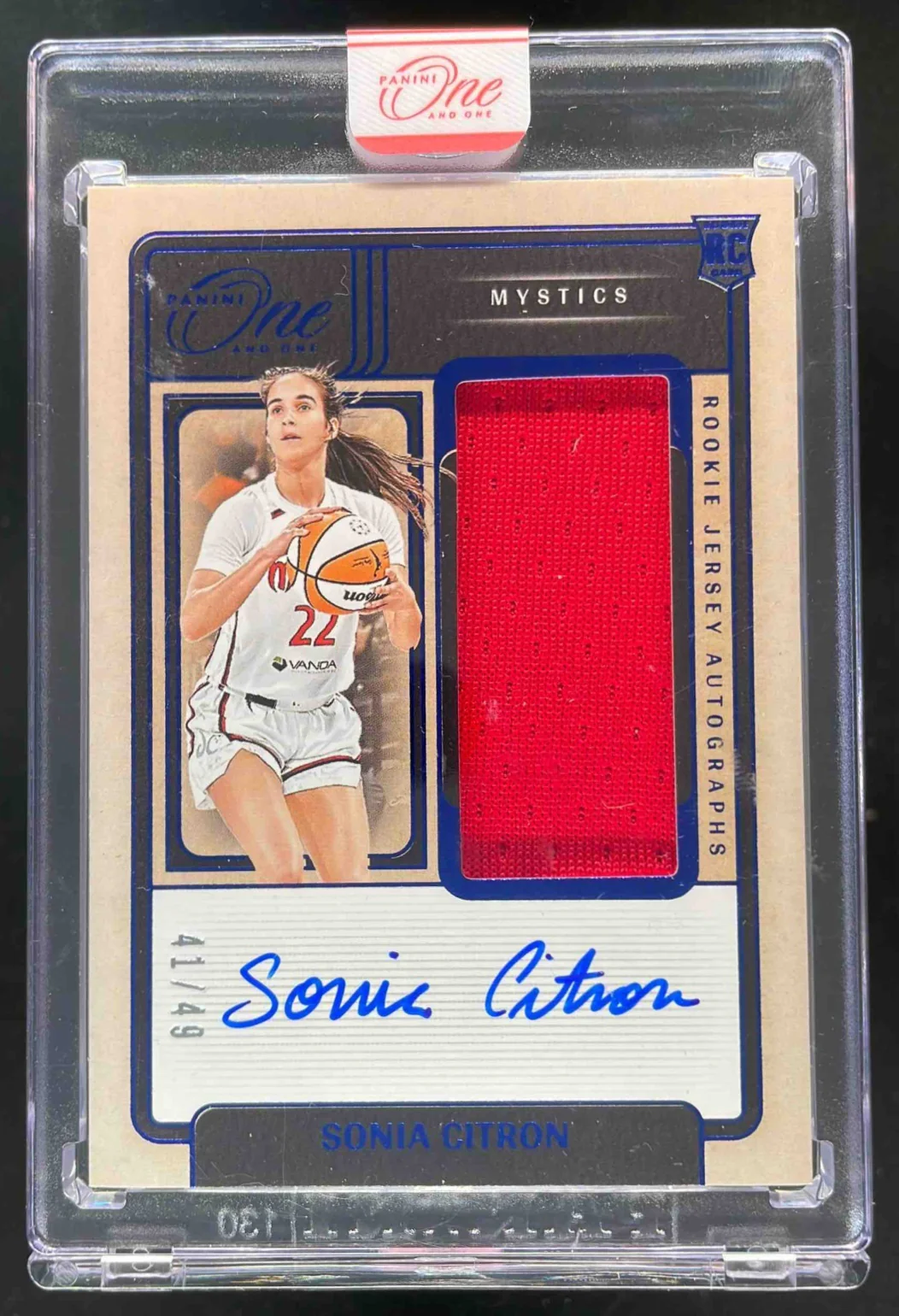 2025 Panini One and One WNBA Rookie Jersey Blue #7 Sonia Citron RC Auto /49