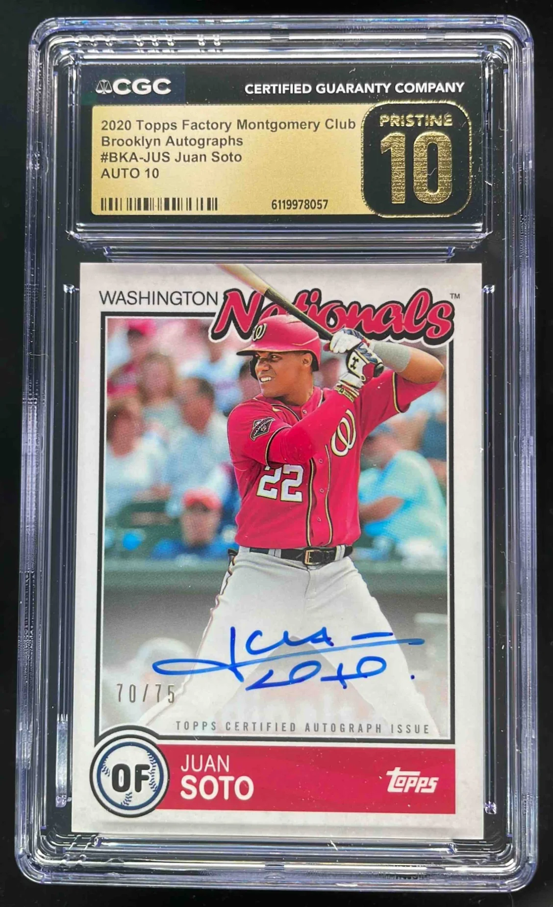 2020 Topps Brooklyn Collection Autographs #BKA-JUS Juan Soto Auto /75 CGC 10