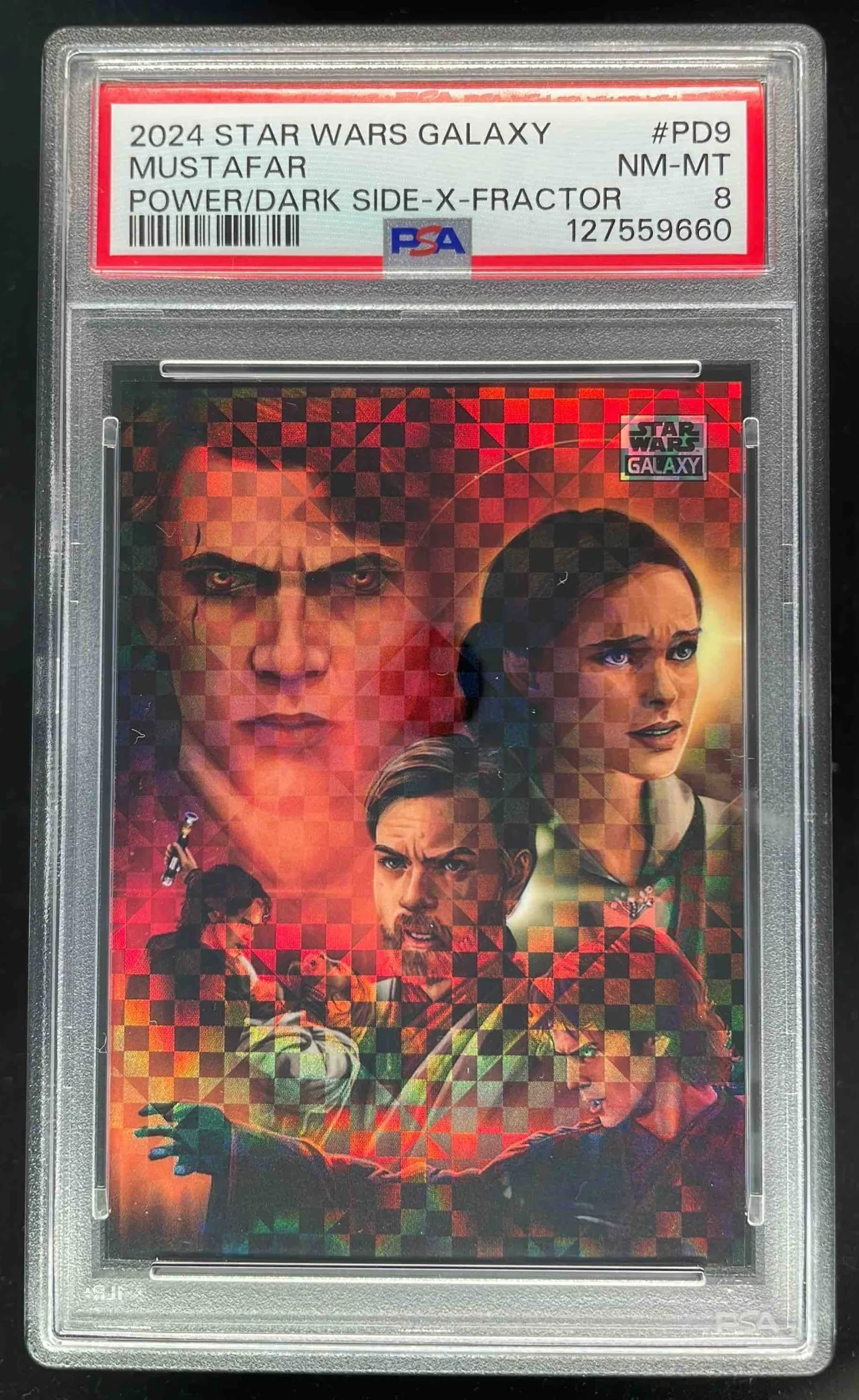 2024 Topps Chrome Star Wars Galaxy Power Darkside XFractor Mustafar /10 PSA 8