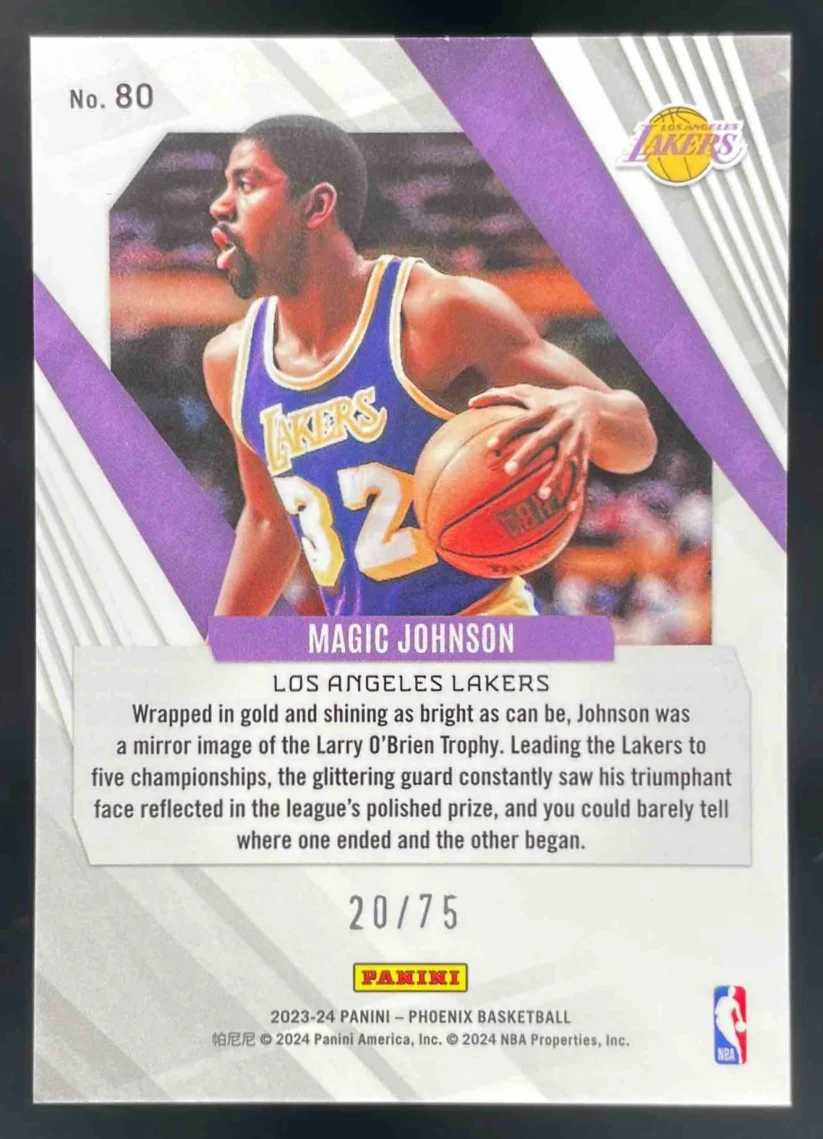 2023-24 Panini Phoenix International Red #80 Magic Johnson /75 - Image 2