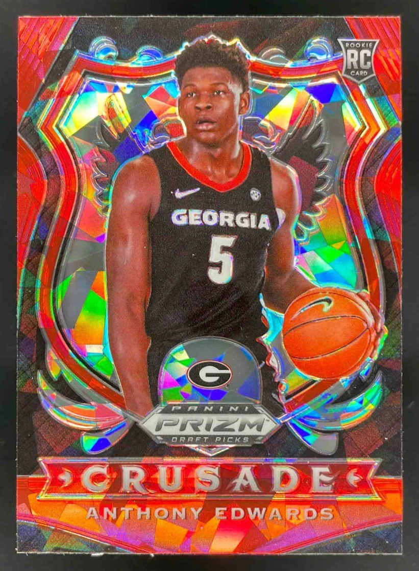 2020 Panini Prizm Draft Picks Collegiate Red Ice #81 Anthony Edwards Crusade RC