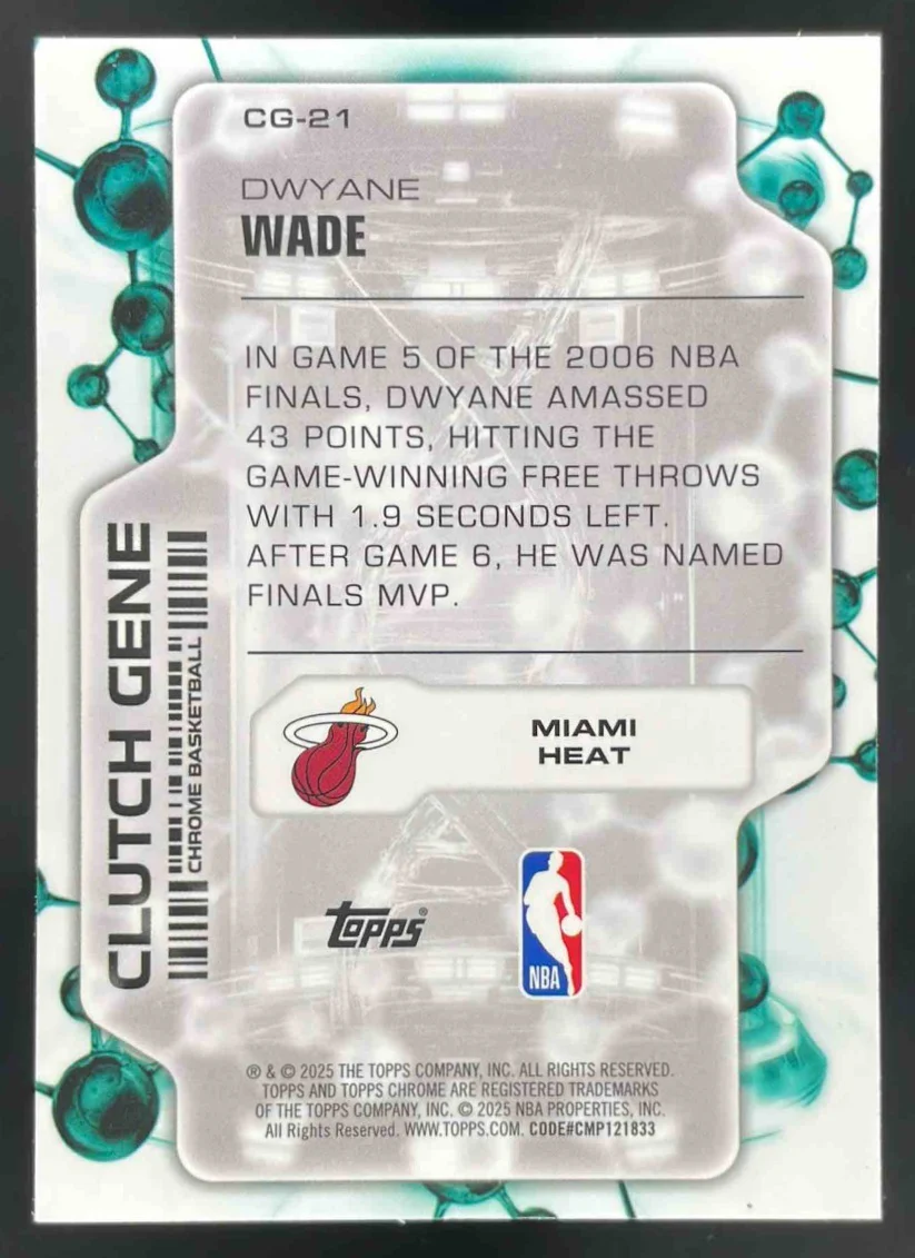 2025 Topps Chrome Clutch Gene Geometric Green Refractor #CG-21 Dwyane Wade /99 - Image 2