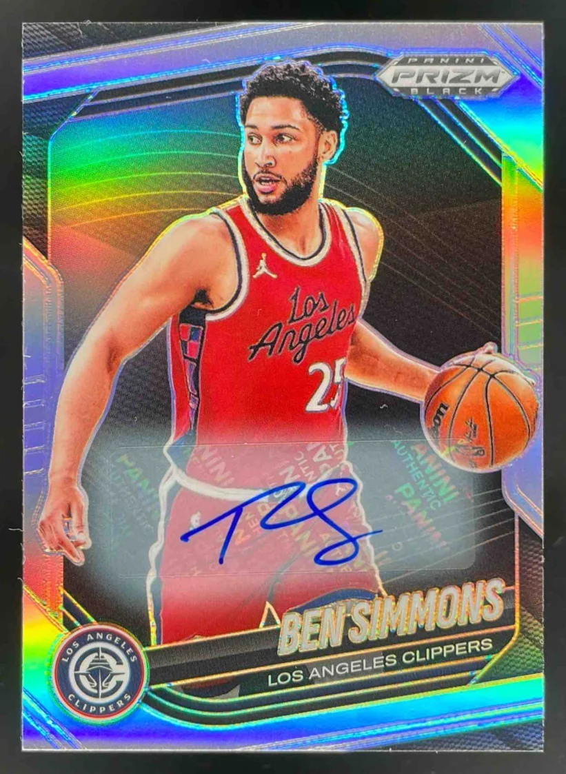 2024-25 Panini Prizm Black Autographs Silver Prizms #153 Ben Simmons Auto